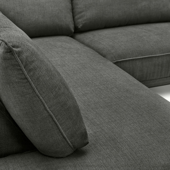 Sofa sectionnel de gauche Gena de Cindy Crawford Home 2 pièces en tissu d’apparence lin avec pattes en bois - gris anthracite