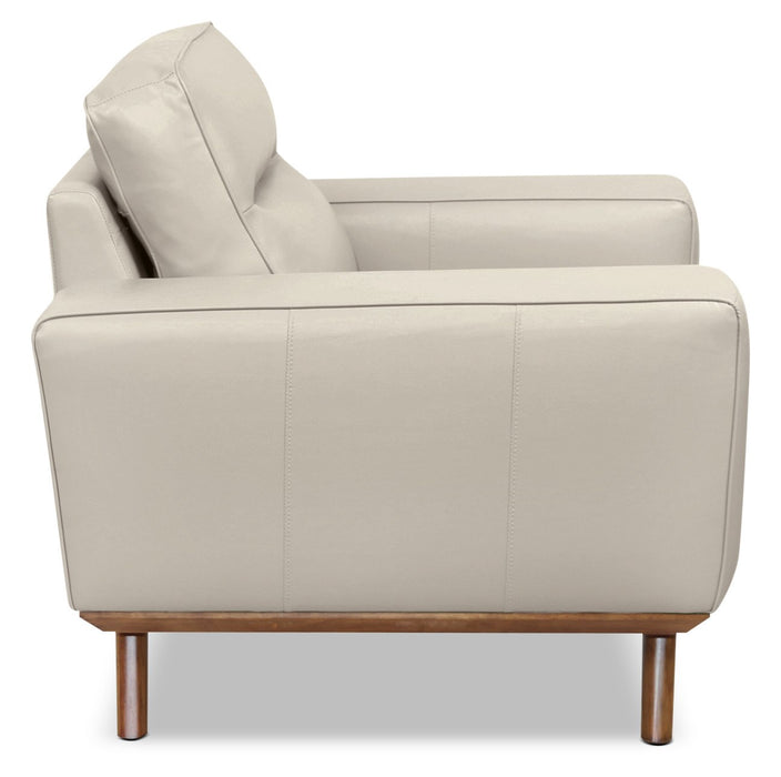 Fauteuil Kai en cuir véritable – argenté