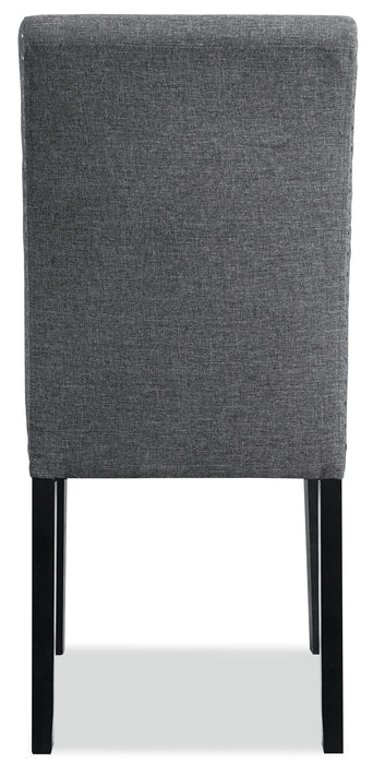 Chaise de salle à manger York à oreilles en tissu d’apparence lin avec capitonnage - grise