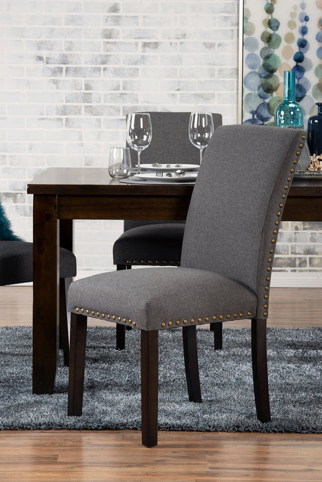 Chaise de salle à manger York à oreilles en tissu d’apparence lin avec capitonnage - grise