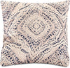 Coussin décoratif médaillon vieilli - blanc cassé, bleu et blanc
