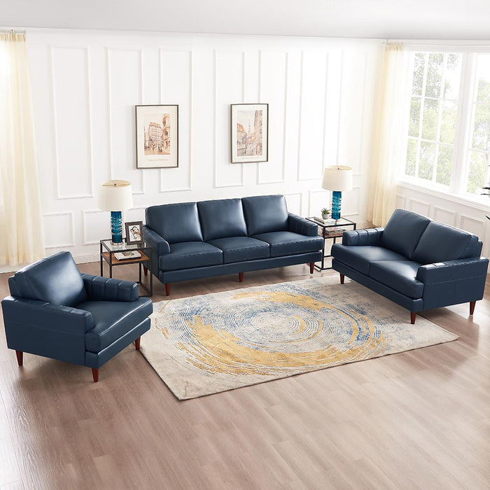 Fauteuil Cassis de Hydeline en cuir - bleu marine