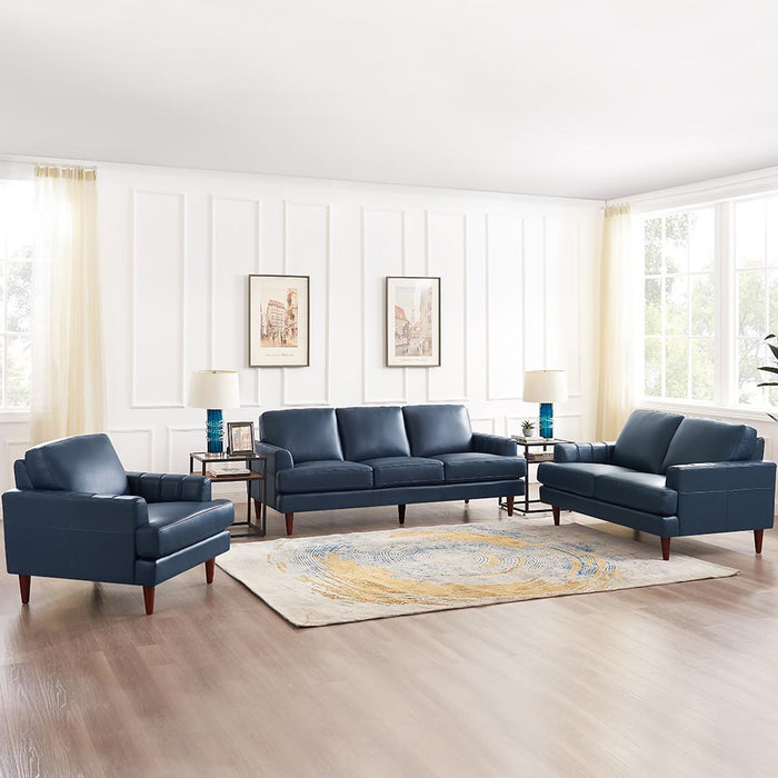 Fauteuil Cassis de Hydeline en cuir - bleu marine