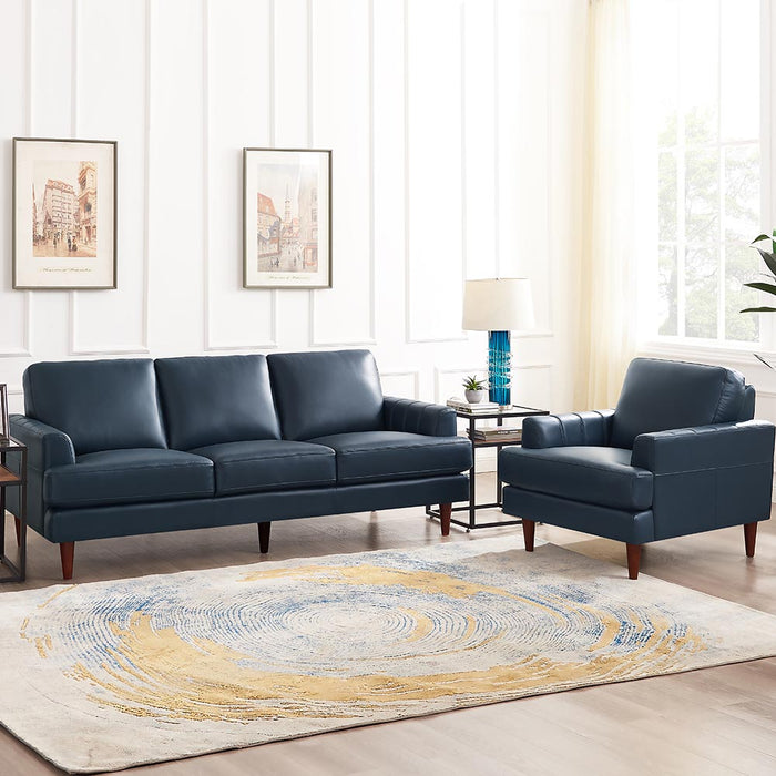 Fauteuil Cassis de Hydeline en cuir - bleu marine