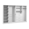 Système de pièce-penderie modulaire Florence de Bestar de 121 po avec tringles, tablettes et tiroirs de style Shaker - blanc