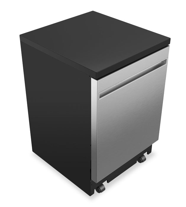 Lave-vaisselle portatif GE de 24 po et de 54 dBA avec commandes sur le dessus et broyeur d’aliments solides PiranhaMC - acier inoxydable - GPT225SSLSS