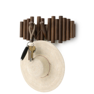 Umbra Picket Rail Wall Hooks - Aged Walnut|Crochets muraux Picket Rail de Umbra - noyer vieilli