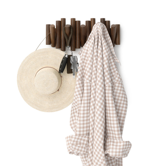 Crochets muraux Picket Rail de Umbra - noyer vieilli
