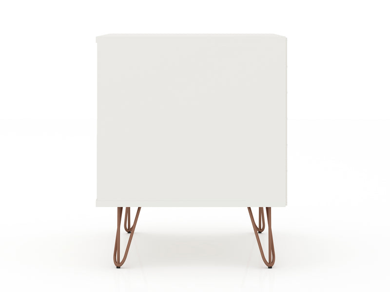 Table de nuit Rockefeller de Manhattan Comfort de style moderne du milieu du 20e siècle avec tiroir - blanche