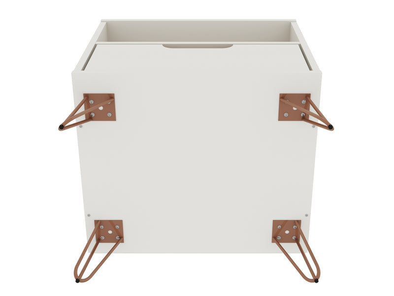 Table de nuit Rockefeller de Manhattan Comfort de style moderne du milieu du 20e siècle avec tiroir - blanc cassé et naturelle