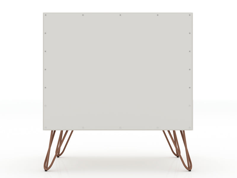 Table de nuit Rockefeller de Manhattan Comfort de style moderne du milieu du 20e siècle avec tiroir - blanc cassé et naturelle