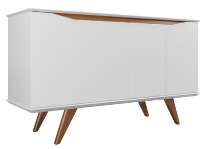 Manhattan Comfort Tudor 53.15” Sideboard with 4 Shelves - White & Maple Cream|Desserte Tudor de Manhattan Comfort de 53,15 po avec 4 tablettes - blanche et crème d'érable
