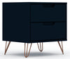 Table de nuit Rockefeller de Manhattan Comfort de style moderne du milieu du 20e siècle avec 2 tiroirs - bleu minuit Tatiana