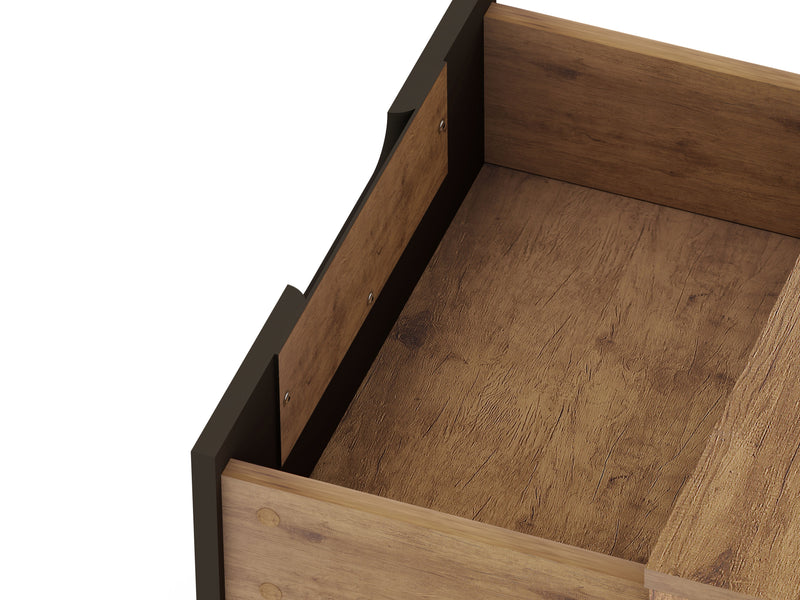 Table de nuit Rockefeller de Manhattan Comfort de style moderne du milieu du 20e siècle avec 2 tiroirs - gris texturé