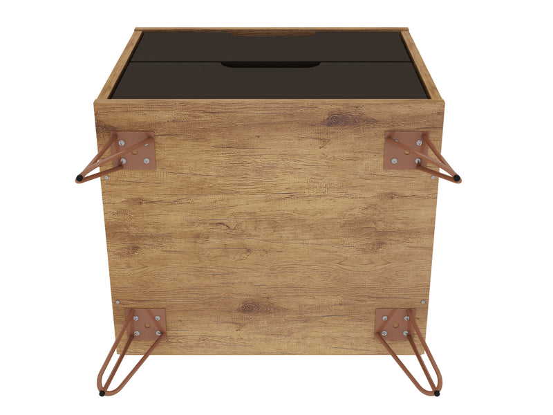 Table de nuit Rockefeller de Manhattan Comfort de style moderne du milieu du 20e siècle avec 2 tiroirs - gris texturé