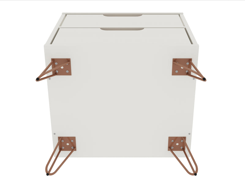 Table de nuit Rockefeller de Manhattan Comfort de style moderne du milieu du 20e siècle avec 2 tiroirs