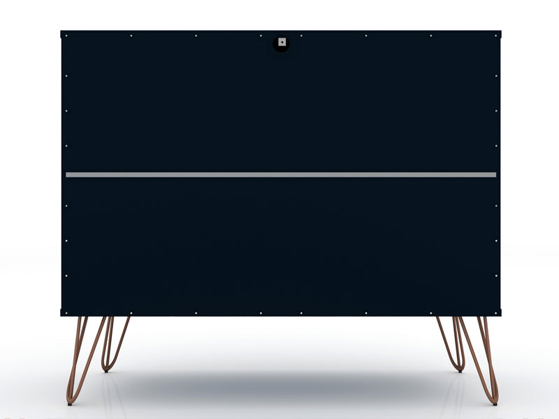 Commode Rockefeller de Manhattan Comfort de style moderne du milieu du 20e siècle avec 3 tiroirs - bleu minuit Tatiana