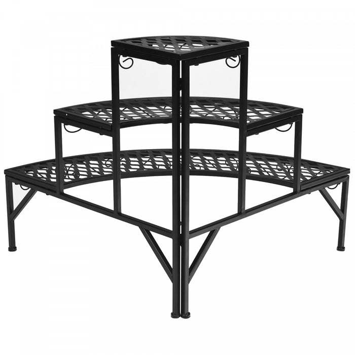 Presentoir Pour Plante 3 Niveaux, Etagere En Metal Pour Plantes, Grand Format, Presentoir Pour Exterieur Et Interieur, Pour Jardin/terrasse/balcon, Facile A Monter, Noir
