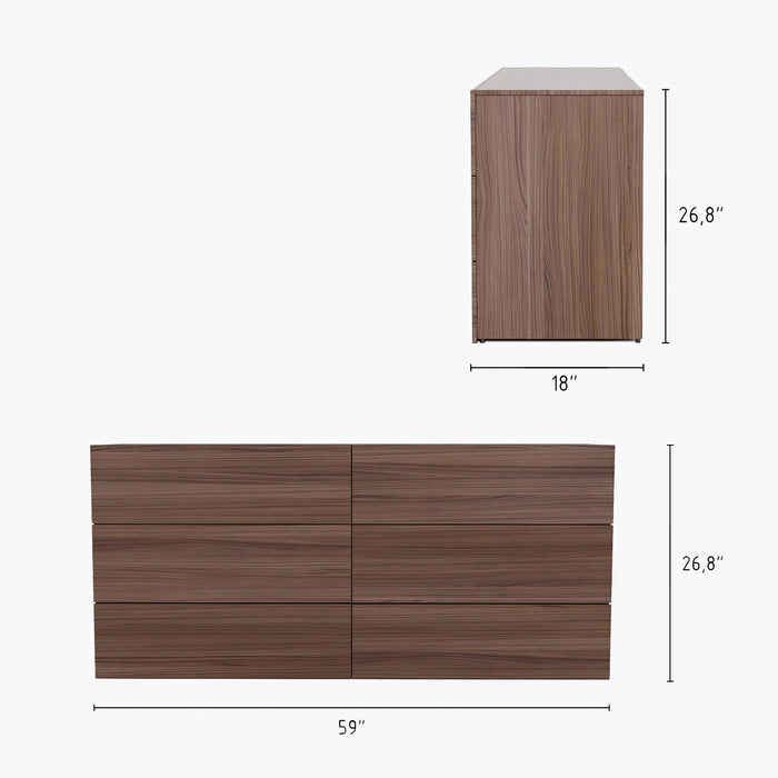 Commode James Nordika Nexera à 6 tiroirs - noyer