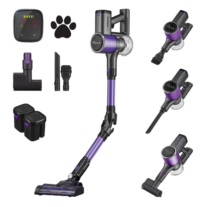Aspirateur-balai sans fil 5-en-1 Panni S7219P pour animaux avec 2 batteries