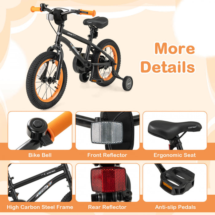 Velo Costway 14 Pouces Pour Enfants De 3 A 5 Ans Avec Selle Reglable Et Guidon Antiderapant Noir