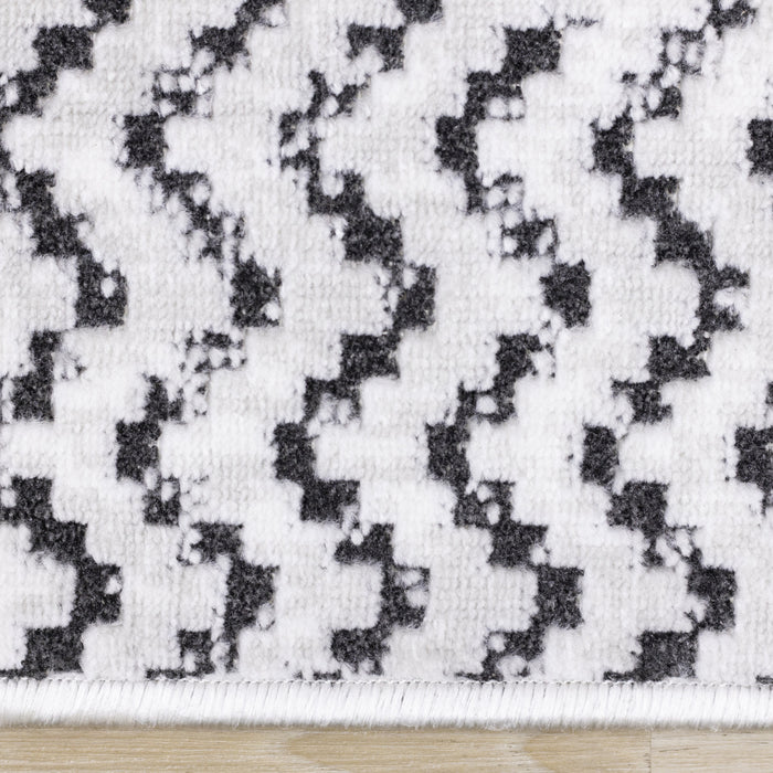Carpette à motif de chevron lavable à la machine - 7 pi 10 po x 10 pi 6 po
