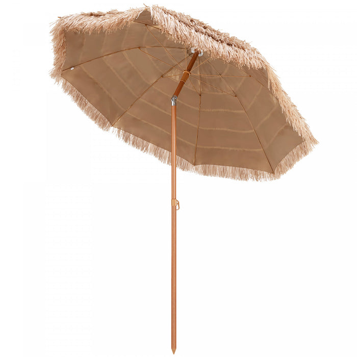 Costway Parasol tiki en chaume 7,2FT avec inclinaison 8 baleines Plage hawaienne Hula