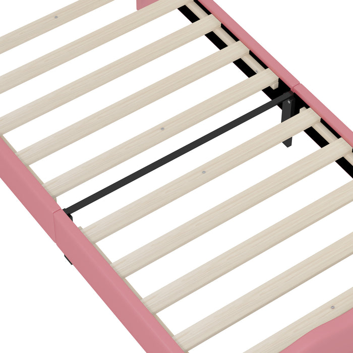 Lily Lit de Princesse Fantaisie Couronne Elegante avec Tete de Lit en Cuir PU Capitonne, Taille Twin