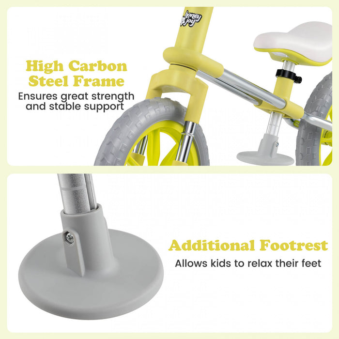 Honeyjoy 12\" Equilibre Velo 2 Roues Velo Pour Enfants Avec Siege Reglable Vert