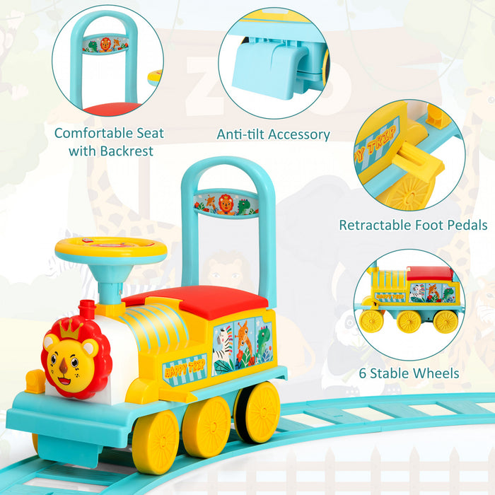 Jouet De Train Motorise Electrique 6v Pour Enfants Sur Train Avec Piste Et 6 Roues Bleue