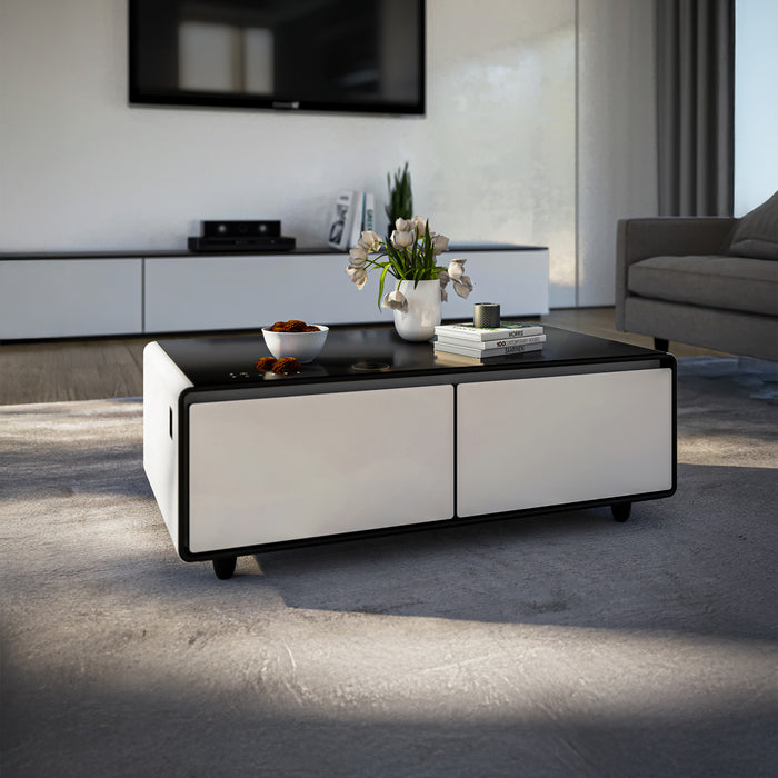 Table basse intelligente Evoluto Tavolo blanche 51 po– Doubles tiroirs refrigeres-FCTFR7006-51WHT