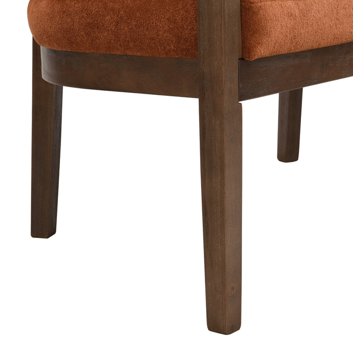 Rattan Causeuse Rembourree en Rotin 47.5 po avec Dossier Tisse Main, Orange Fonce, Noyer