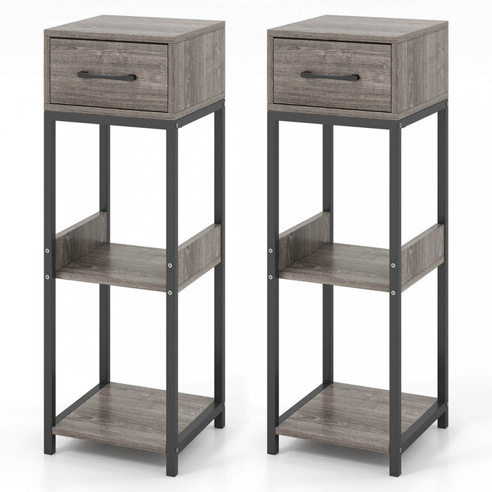 Costway 2 Pack 3 Etagere D'installation Haute Interieure De Niveau Avec Etagere D'affichage De Dispositifs Anti-basculement De Tiroir