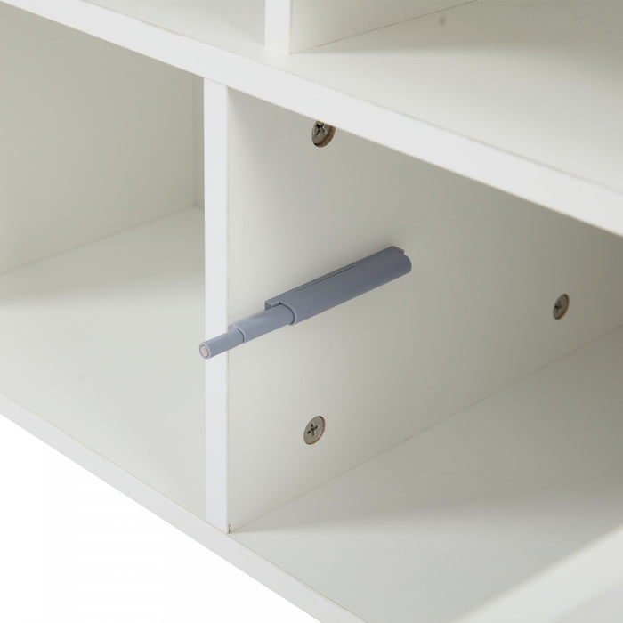 Lumina Table Basse Haute Brillance 39.3 po avec Lumieres LED, Port USB et Portes Transparentes, Blanc