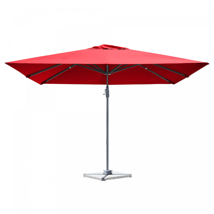 Costway Parasol cantilever 10x10 ft pour terrasse, aluminium, rotation 360°, inclinable, vin
