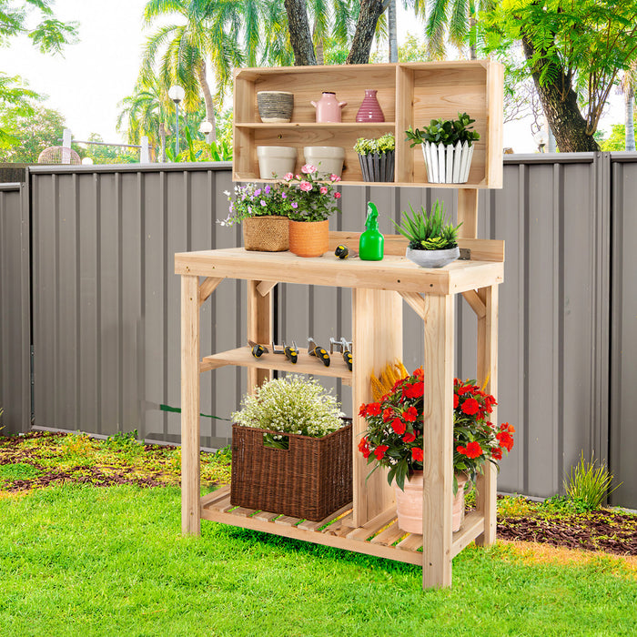 Costway Garden Potting Table Outdoor Potting Bench Station De Travail En Bois W / Etagere De Stockage