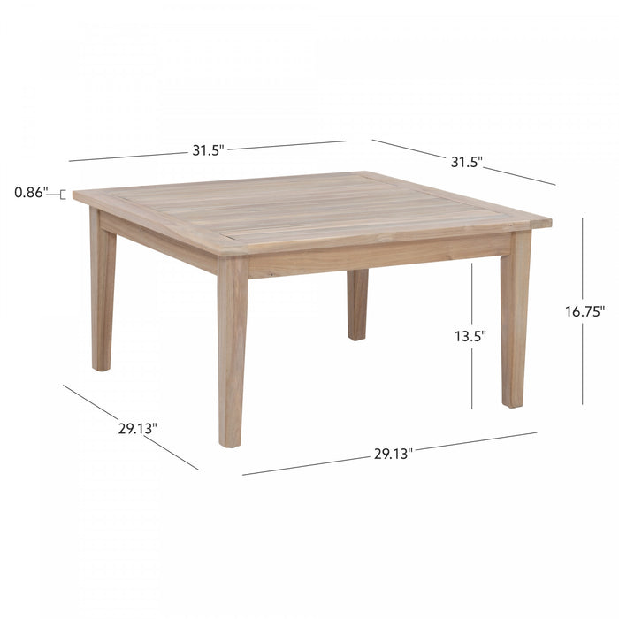 Table à café carrée Teagon pour la terrasse à l’extérieur - naturelle