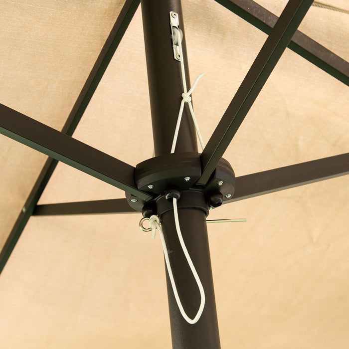 Costway Parasol de marche exterieur 15' double-face Twin Patio avec manivelle Beige
