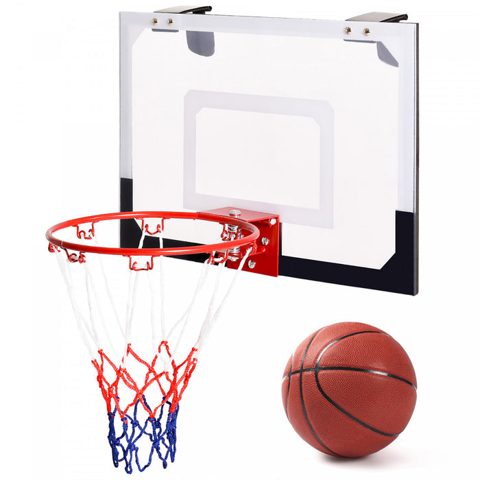 Le Mini-cerceau De Basket-ball Au-dessus De La Porte Comprend Le Basket-ball Et La Pompe A Main Sports D’interieur