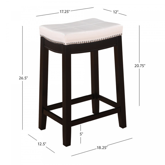 Tabouret Claridge de hauteur comptoir en similicuir et sans dossier - noir et blanc
