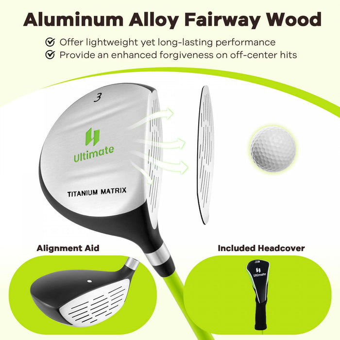 Ultimate Junior Golf Club Set Pour Enfants Comprend 165cc #3 Fairway Wood Et #7 Iron Green