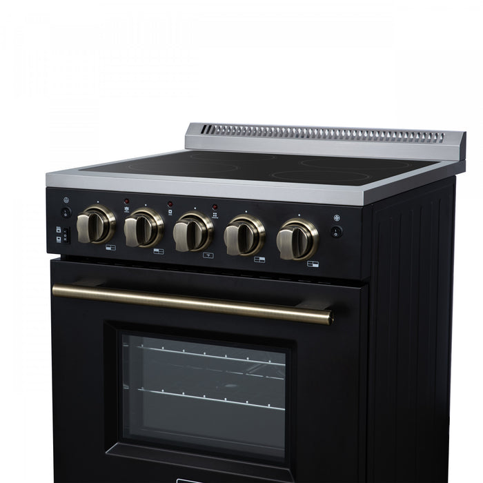 Cuisiniere electrique Loiano de 24 po en noir, 2,3 pi³ avec tiroir de rangement - FFSEL6099-24BLK