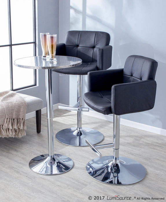 Table Bistro ronde réglable et contemporaine pour bar ou salle à manger - argentée