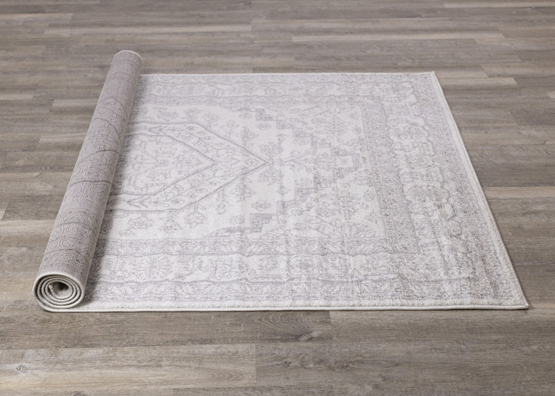 Tapis Fallon blanc gris elegant delave traditionnel, 7'10\" x 10'6\"