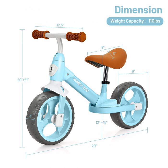 Honey Joy Kids Balance Bike Toddler Training Bike W / Feetrests Pour 2-5 Ans Bleu
