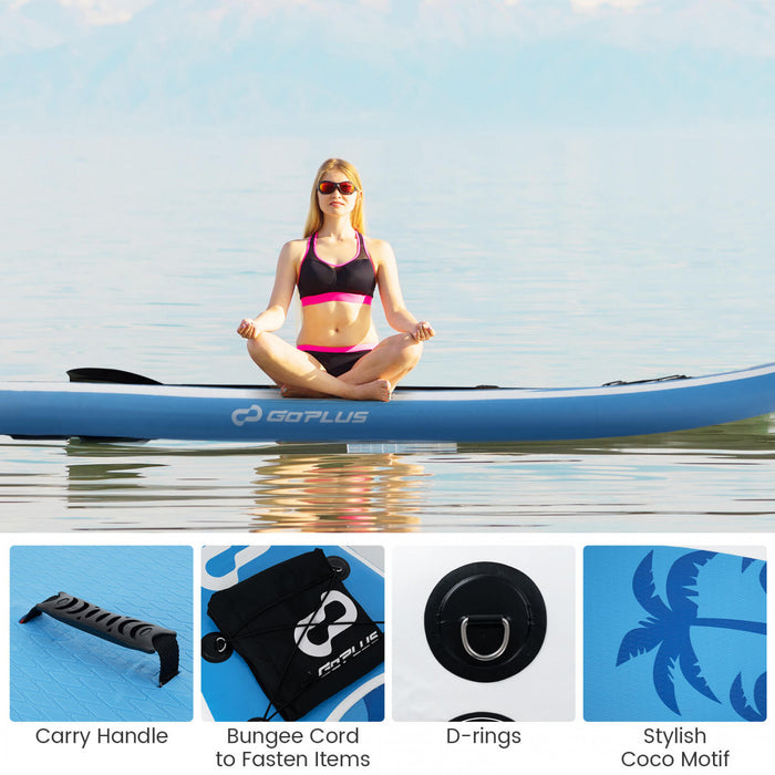 Petite Planche Gonflable De Sup Goplus, Planche De Pagaie Portable Avec Des Anneaux 5d