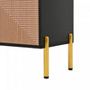 Arcadia 70.5 Inch Modern TV Cabinet with Textured Doors and Gold Legs, Black/Wood | Arcadia Meuble TV Moderne 70.5 po avec Portes Texturees et Pieds Dores, Noir/Bois