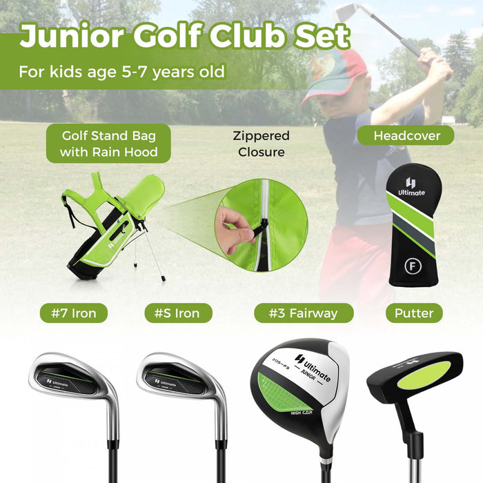 Ultimate Kids Golf Practice Set Junior Complete Golf Club Set Pour Enfants Ages De 5 A 7 Ans Vert