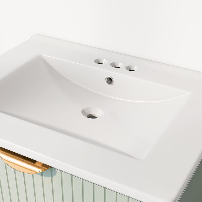 Meuble de salle de bain mural moderne Hugo 48 pouces avec tiroirs, vert