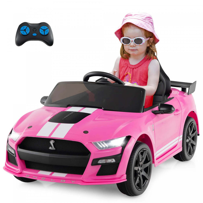 Costway 12v Sous Licence Ford Mustang Shelby Gt500 Enfants Rouler Sur Voiture Avec Telecommande Rose